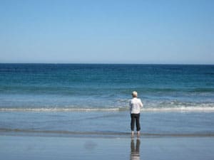 Writing workshop participant enjoying the Nova Scotia seashore
