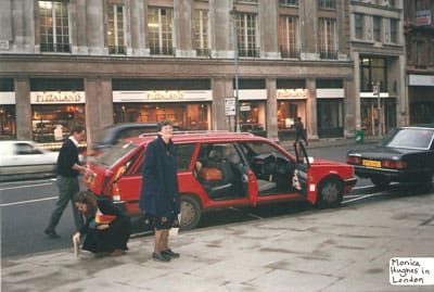 Kathy Stinson with Monica Hughes in England